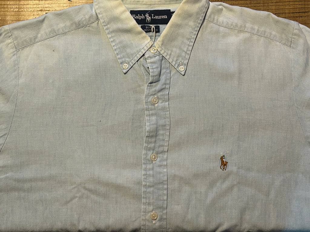 ★RALPH LAURENラルフローレンヴィンテージシャンブレーシャツＬ★ブレアブレイクRRLポロPOLOラグビーRUGBY★古着屋オクトパスホールド★