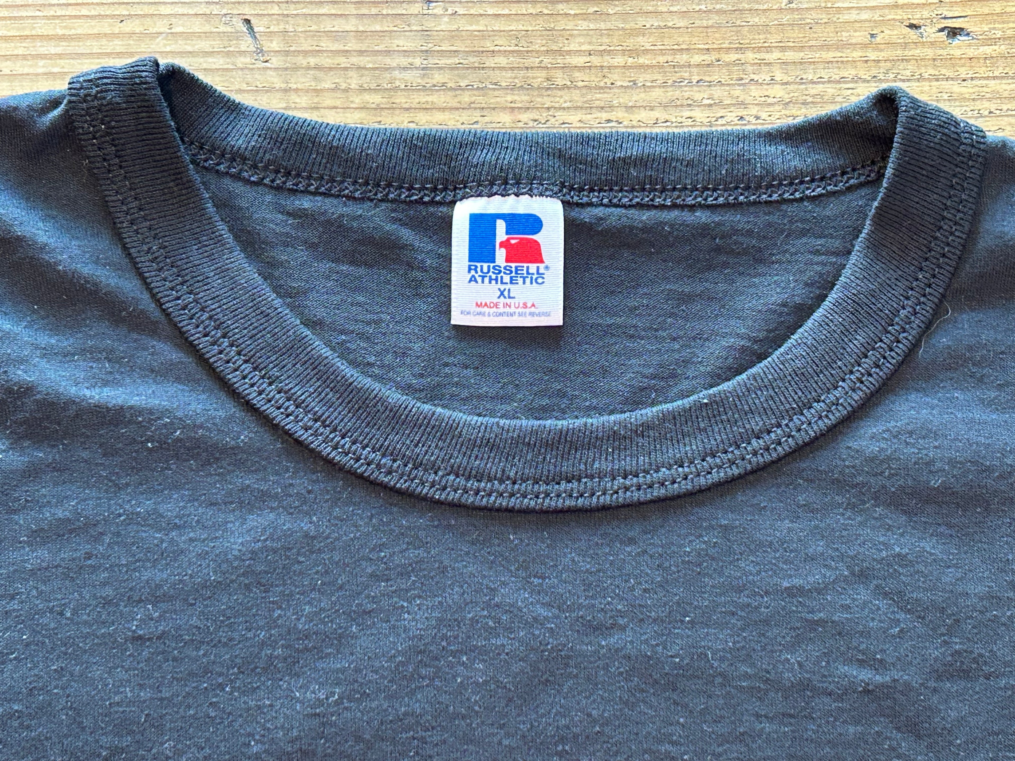 ★RUSSELLラッセルＵＳＡ製アメリカ製ヴィンテージトゥーフェイスＴシャツ黒ブラックＬ★ミリタリーアメカジ★古着屋オクトパスホールド★
