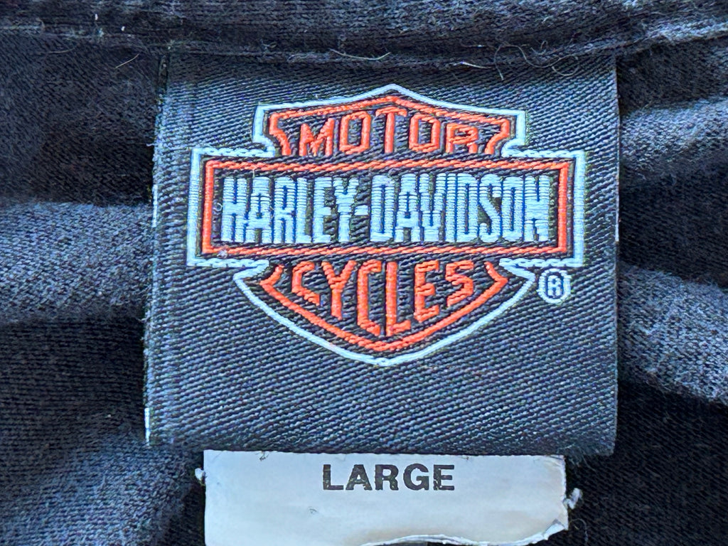 ★HARLEY DAVIDSONハーレーダビッドソンＵＳＡ製アメリカ製ヴィンテージスカルウイングＴシャツ黒ブラックＬ★古着屋オクトパスホールド★