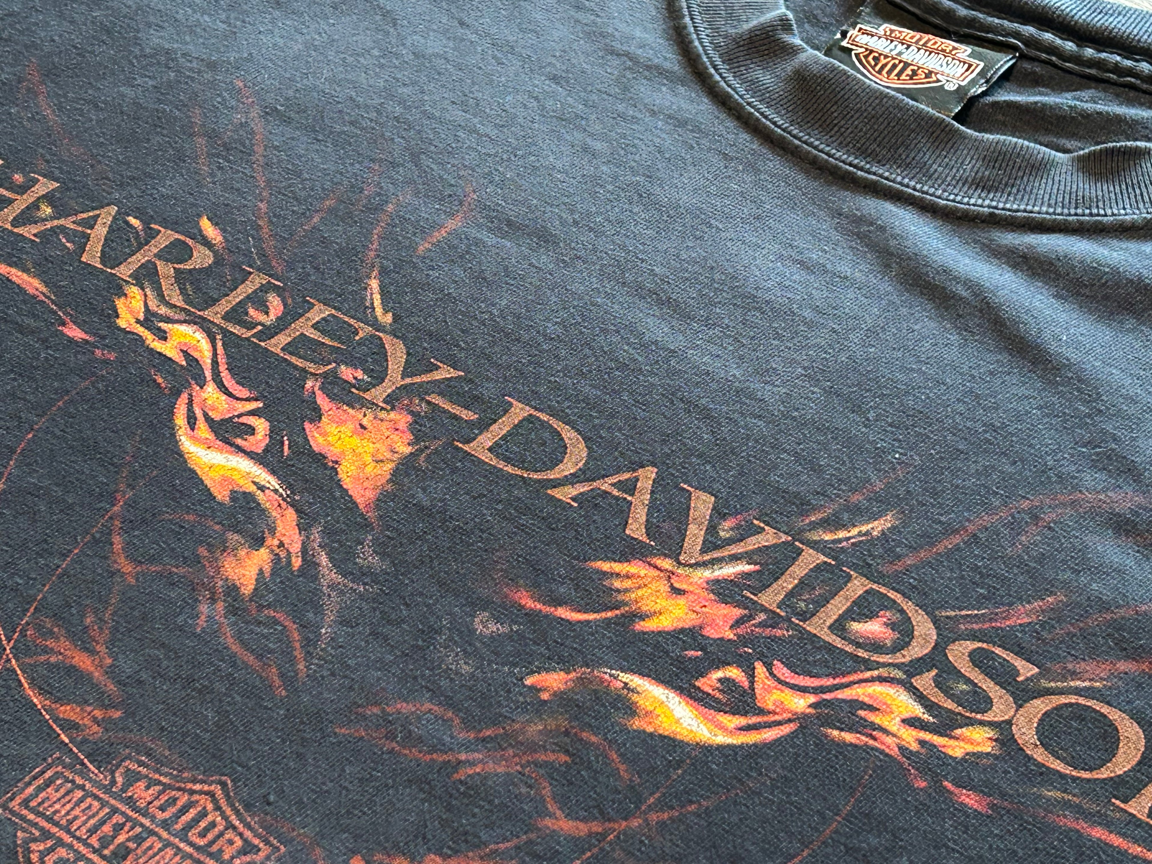 ★HARLEY DAVIDSONハーレーダビッドソンＵＳＡ製アメリカ製ヴィンテージ海賊パイレーツＴシャツ黒ブラックＬ★古着屋オクトパスホールド★