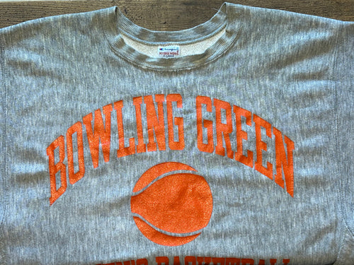 ★CHAMPIONチャンピオン刺繍タグヴィンテージリバースウィーブカレッジ３段プリントスウェットオレンジＬ★古着屋オクトパスホールド★