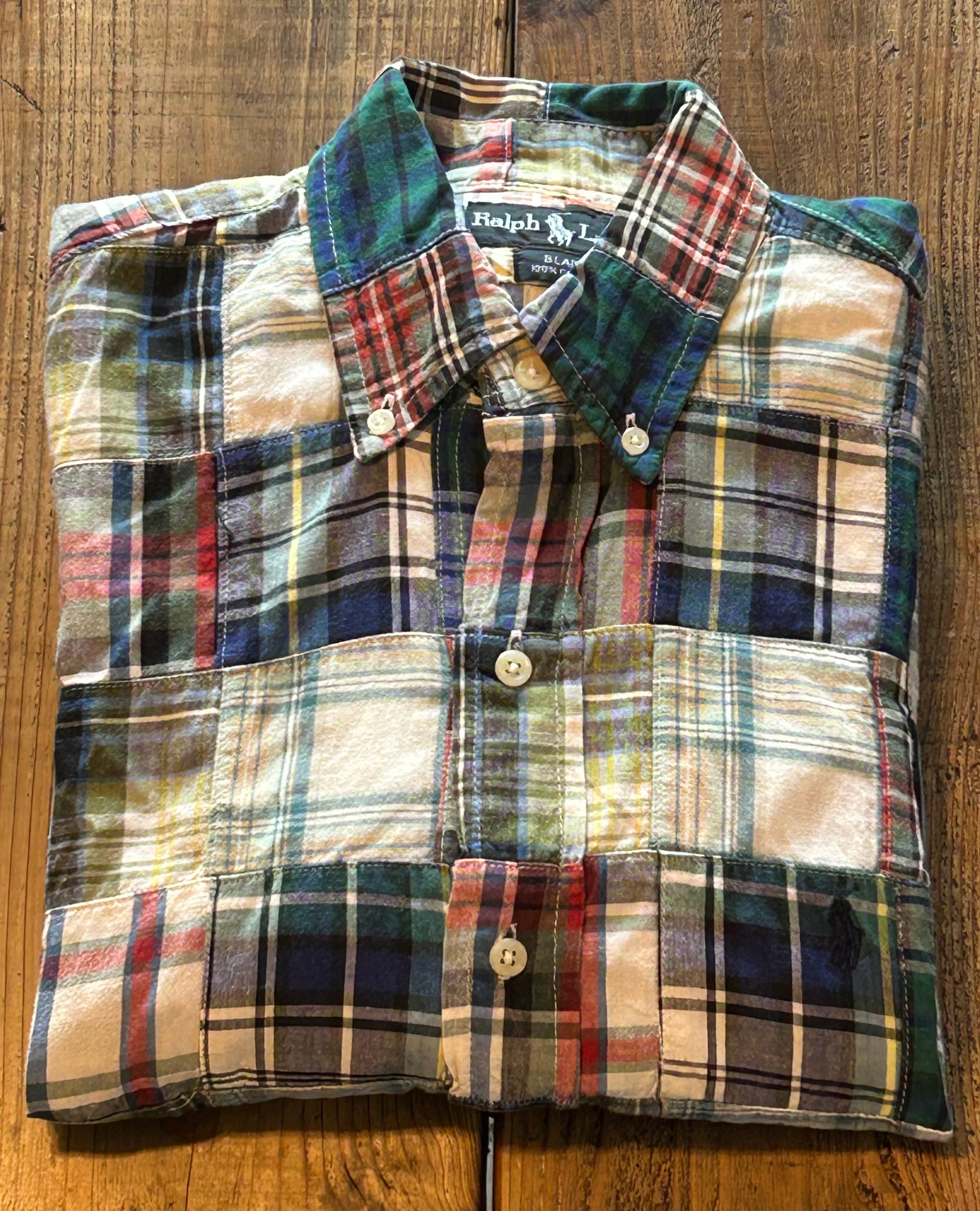 ★RALPH LAURENラルフローレンヴィンテージパッチワークシャツ①ＸＬ★RRLポロPOLOラグビーRUGBYラグビー限定★古着屋オクトパスホールド★