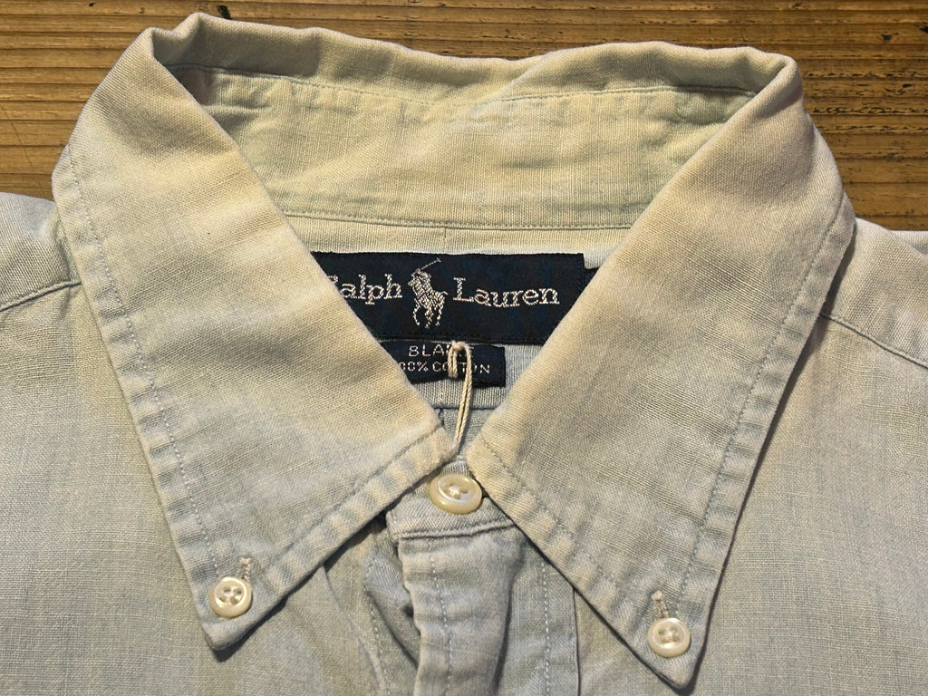 ★RALPH LAURENラルフローレンヴィンテージシャンブレーシャツＬ★ブレアブレイクRRLポロPOLOラグビーRUGBY★古着屋オクトパスホールド★