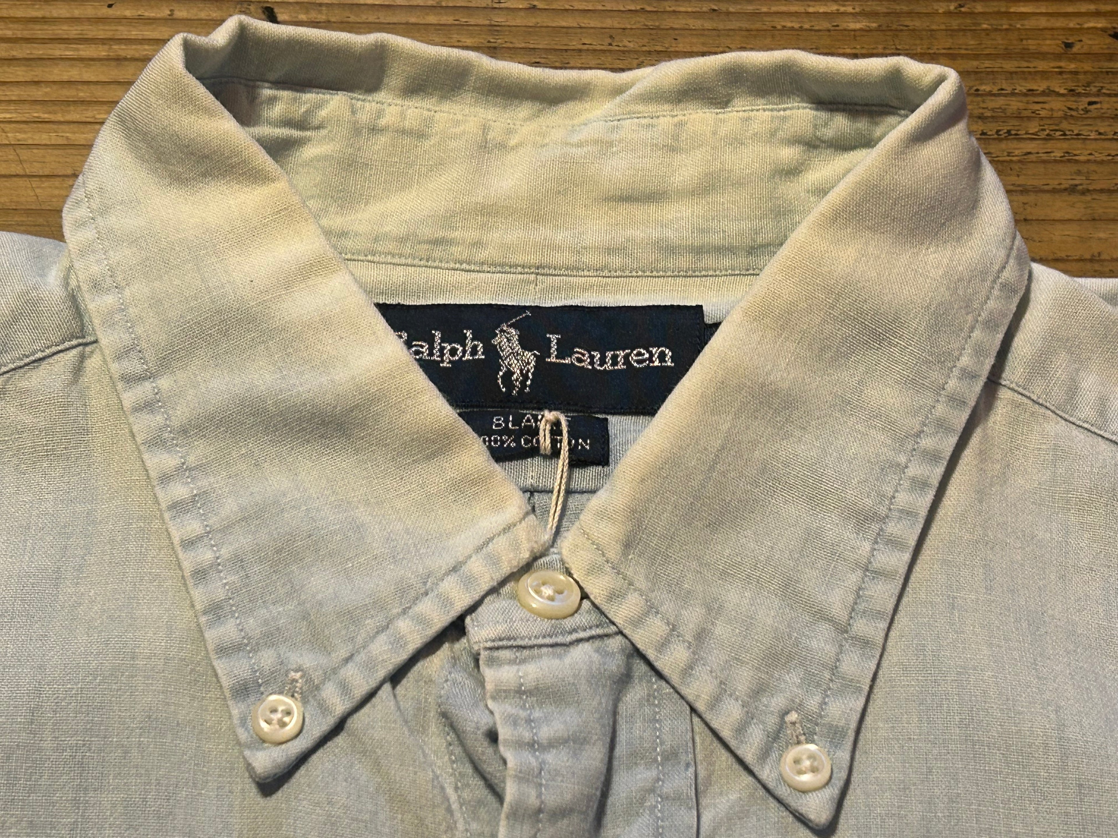 ★RALPH LAURENラルフローレンヴィンテージシャンブレーシャツＬ★ブレアブレイクRRLポロPOLOラグビーRUGBY★古着屋オクトパスホールド★