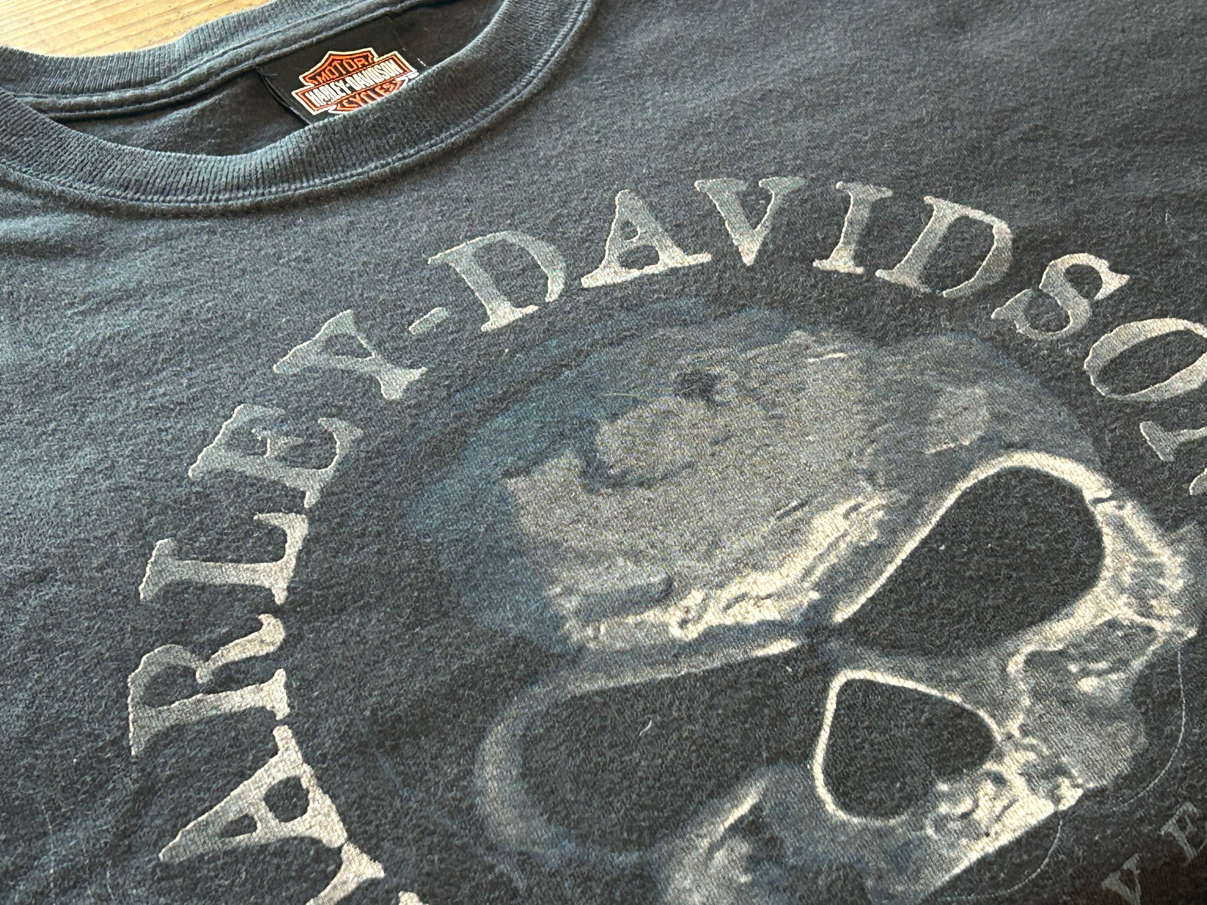 ★HARLEYDAVIDSONハーレーダビッドソンＵＳＡ製アメリカ製ヴィンテージスカル＆クジラＴシャツ黒ブラックＸＬ★古着屋オクトパスホールド★