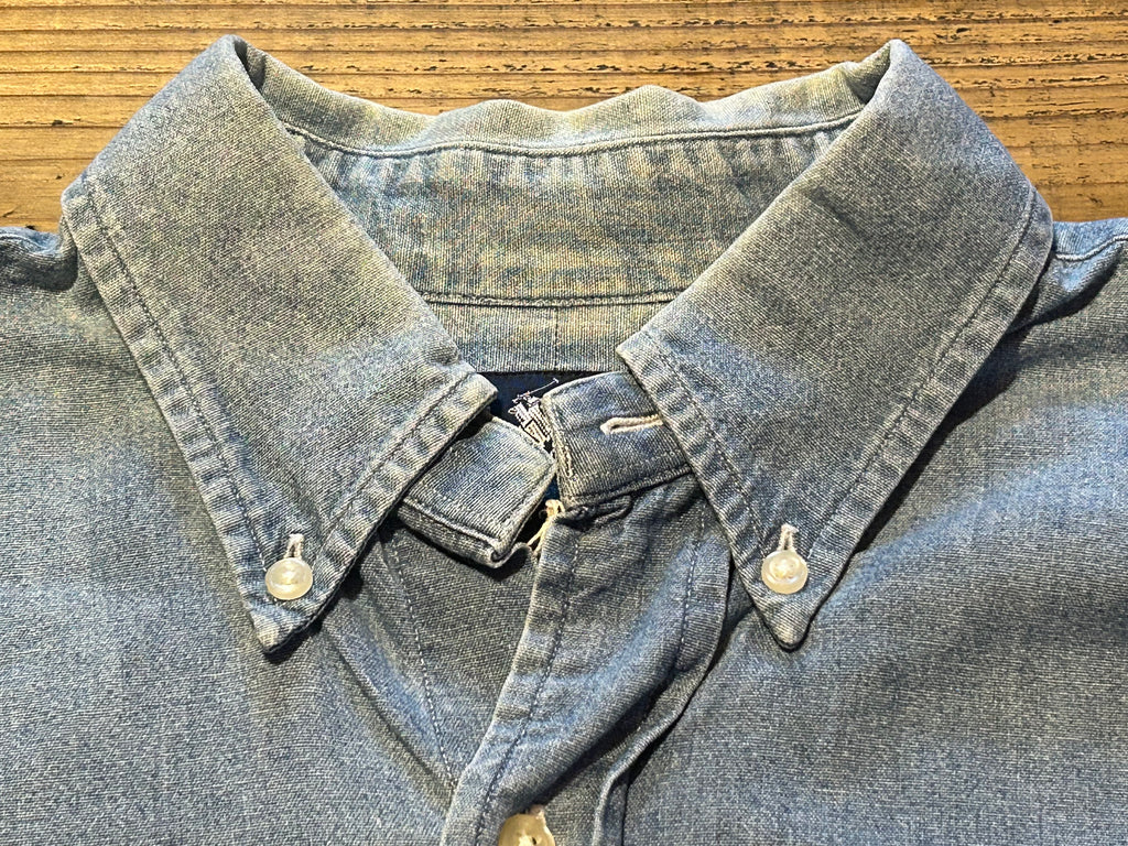 ★RALPH LAURENラルフローレンヴィンテージデニムシャツＬ★ブレアブレイクRRLポロPOLOラグビーRUGBYポロベア★古着屋オクトパスホールド★