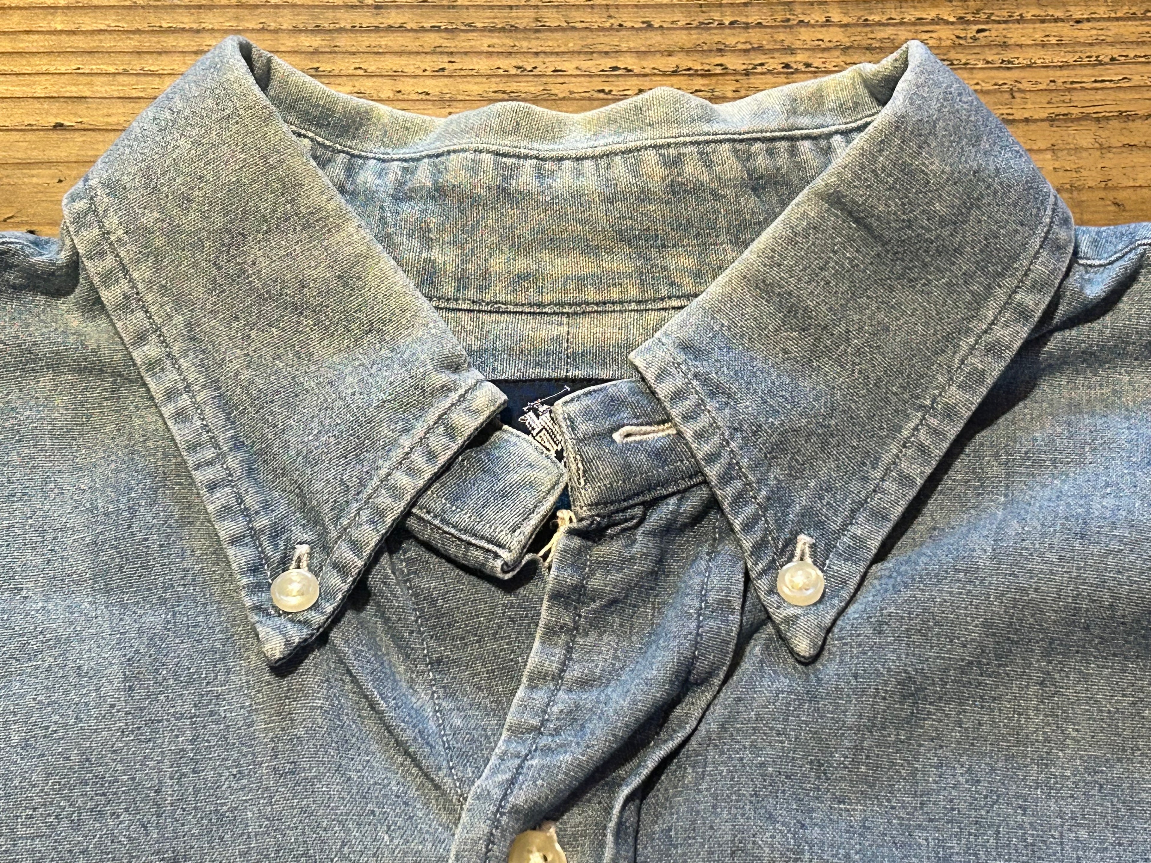 ★RALPH LAURENラルフローレンヴィンテージデニムシャツＬ★ブレアブレイクRRLポロPOLOラグビーRUGBYポロベア★古着屋オクトパスホールド★