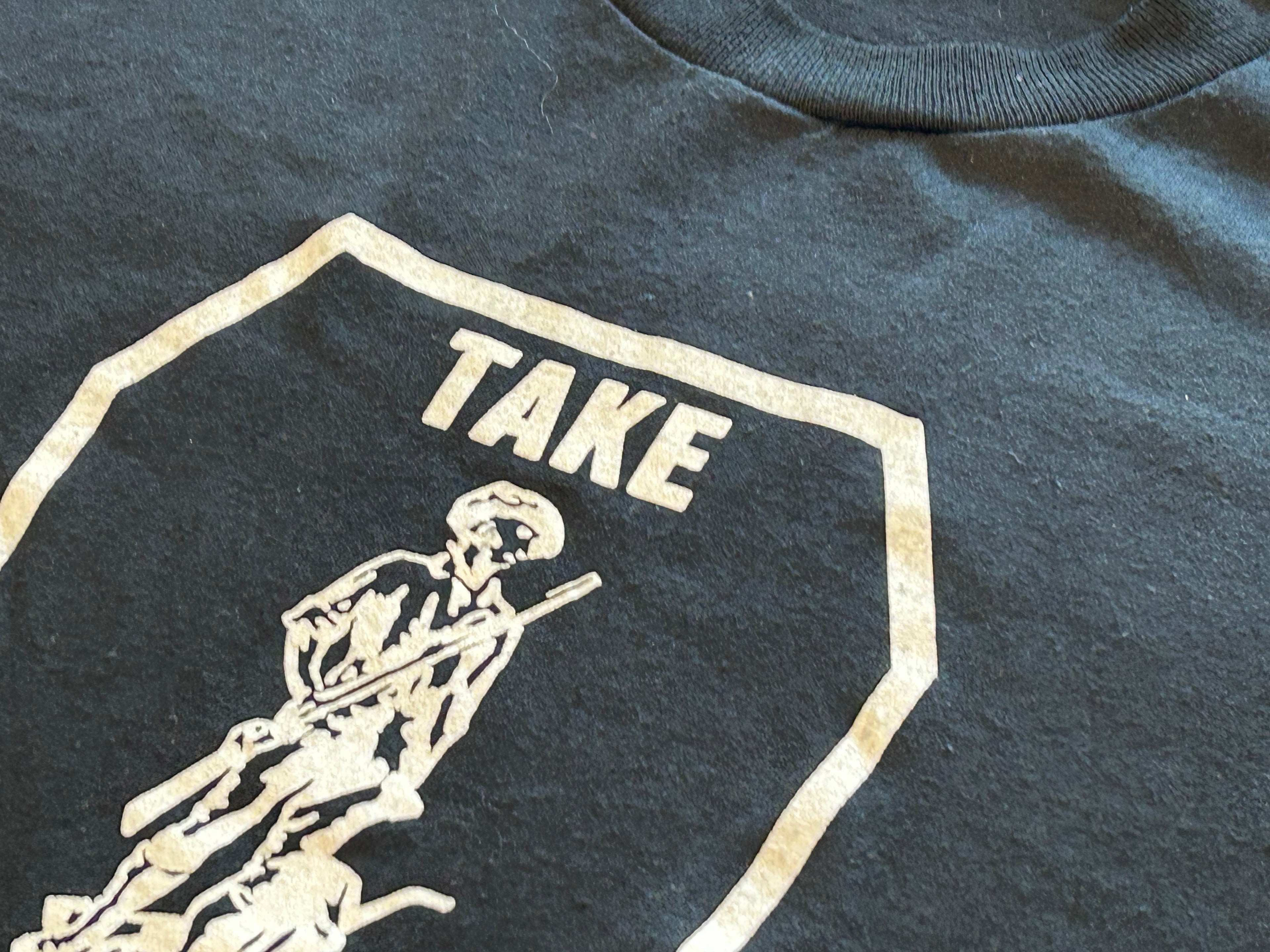 ★JERZEESジャージーズUSA製アメリカ製ヴィンテージミリタリーＴシャツ黒ブラックＬ★カレッジアメカジ★古着屋オクトパスホールド★