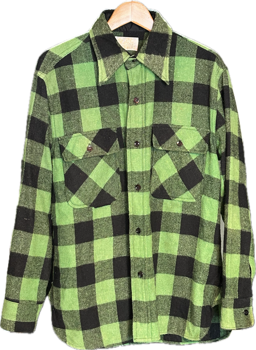 ★SEARSシアーズヴィンテージバッファローマチ付きヘビーシャツ緑黒Ｌ★ビッグマックファイブブラザーヘビネル★古着屋オクトパスホールド★