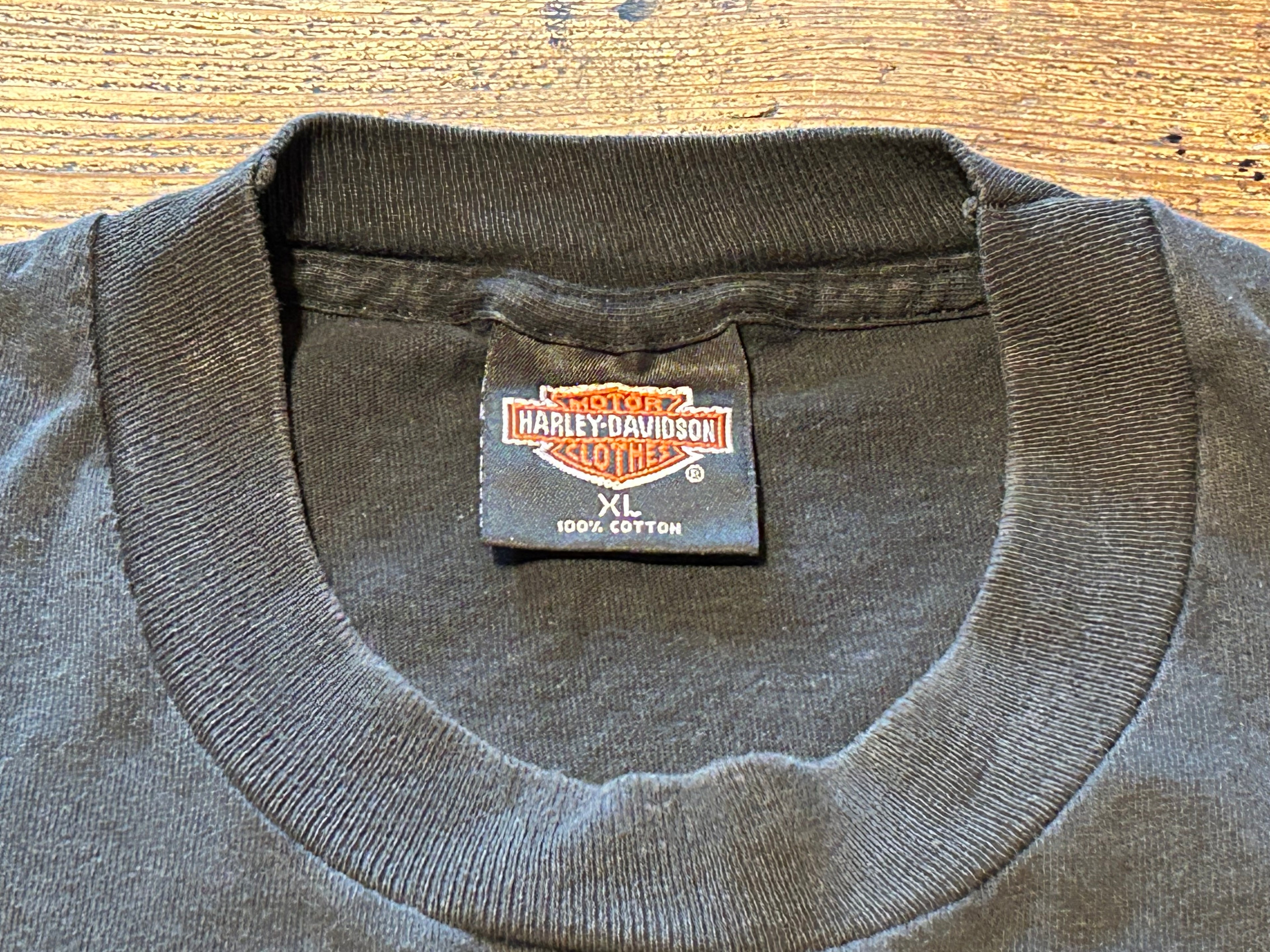 ★HARLEY DAVIDSONハーレーダビッドソンUSA製アメリカ製80sヴィンテージ両面プリントＴシャツ黒ブラックＸＬ★古着屋オクトパスホールド★