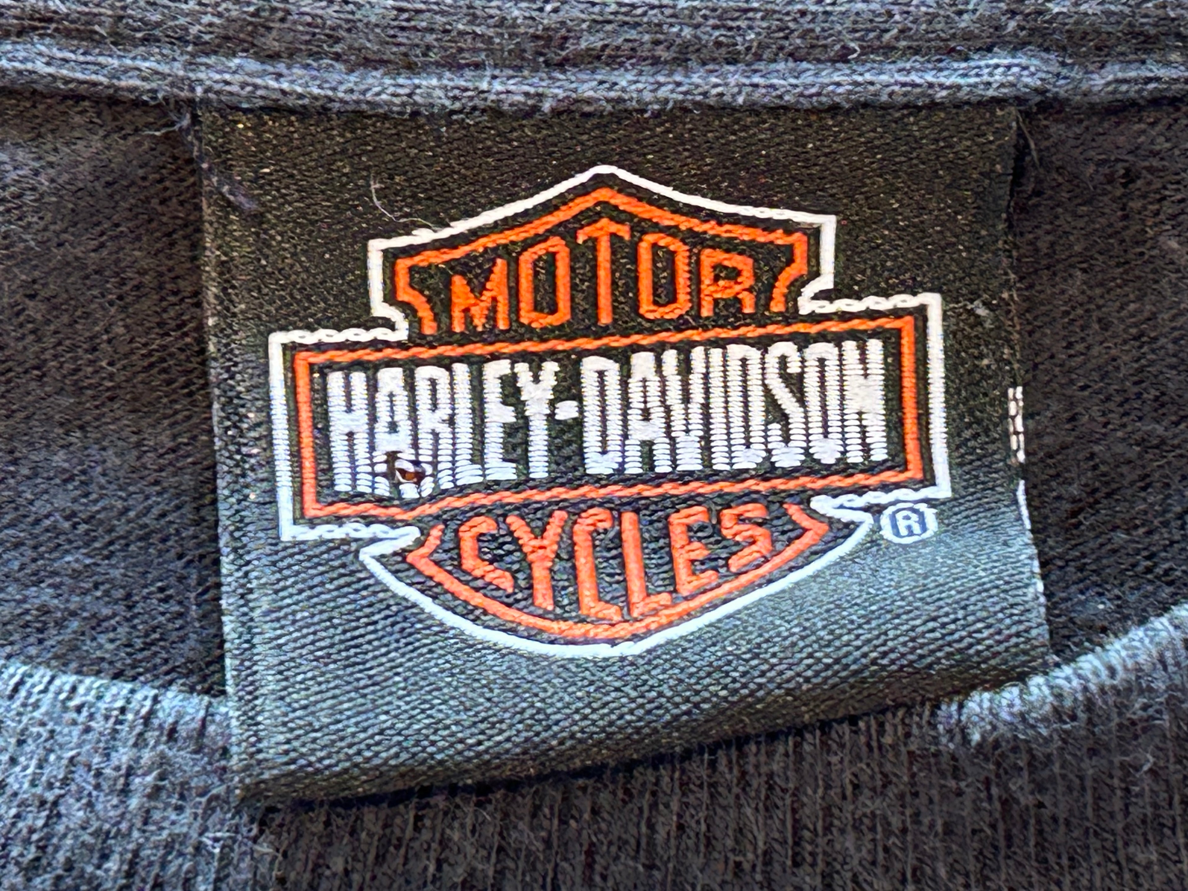 ★HARLEYDAVIDSONハーレーダビッドソンＵＳＡ製アメリカ製ヴィンテージスカル＆クジラＴシャツ黒ブラックＸＬ★古着屋オクトパスホールド★