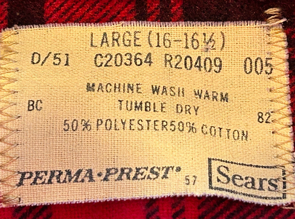 ★SEARSシアーズアメリカ製ヴィンテージプリントネルシャツ赤黒Ｌ★ピルグリムタウンクラフトカートコバーン★古着屋オクトパスホールド★