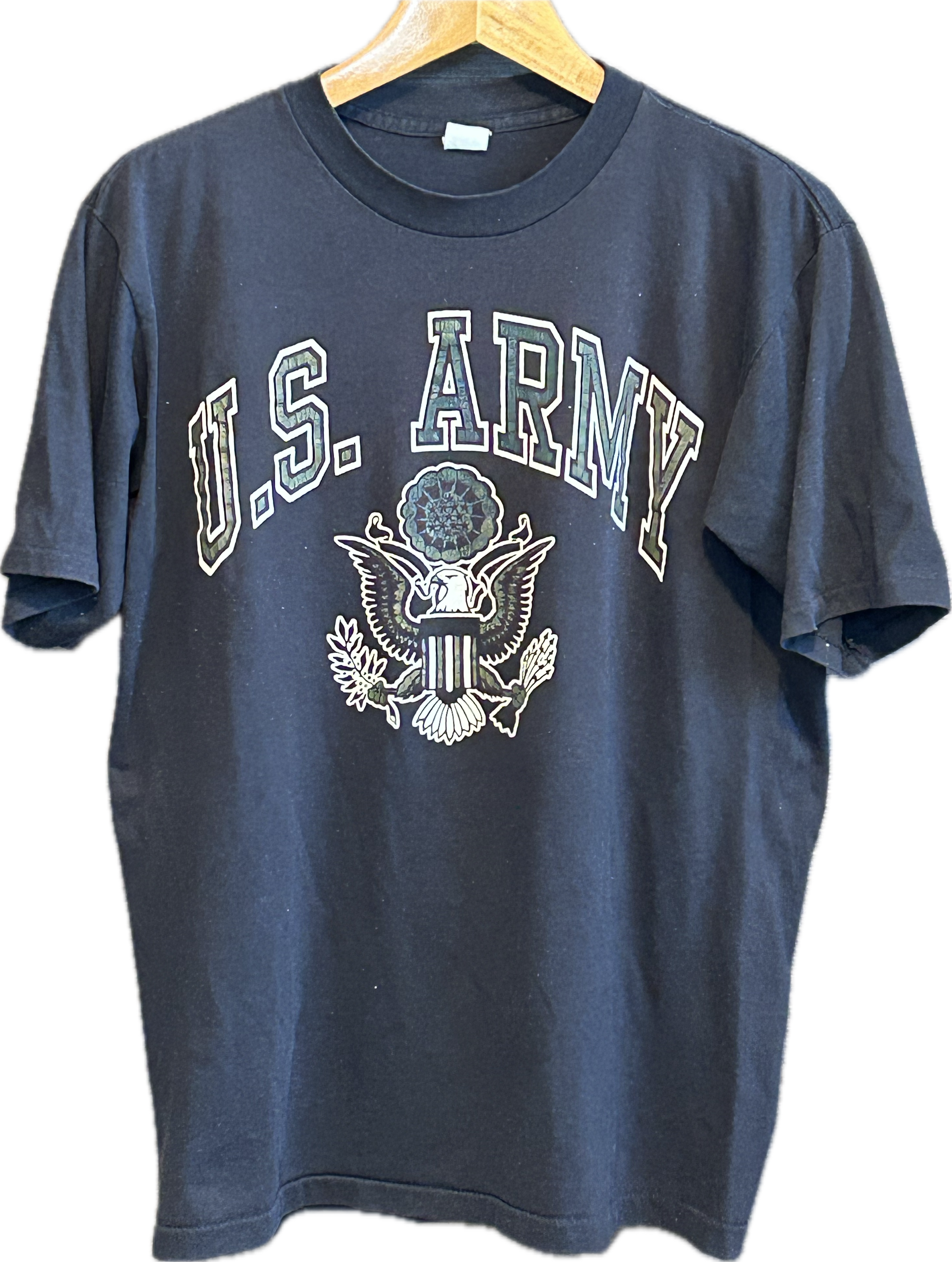 ★ARTEXアルテックスＵＳＡ製アメリカ製ヴィンテージミリタリーＴシャツ黒ブラックＬ★カレッジアメカジ★古着屋オクトパスホールド★