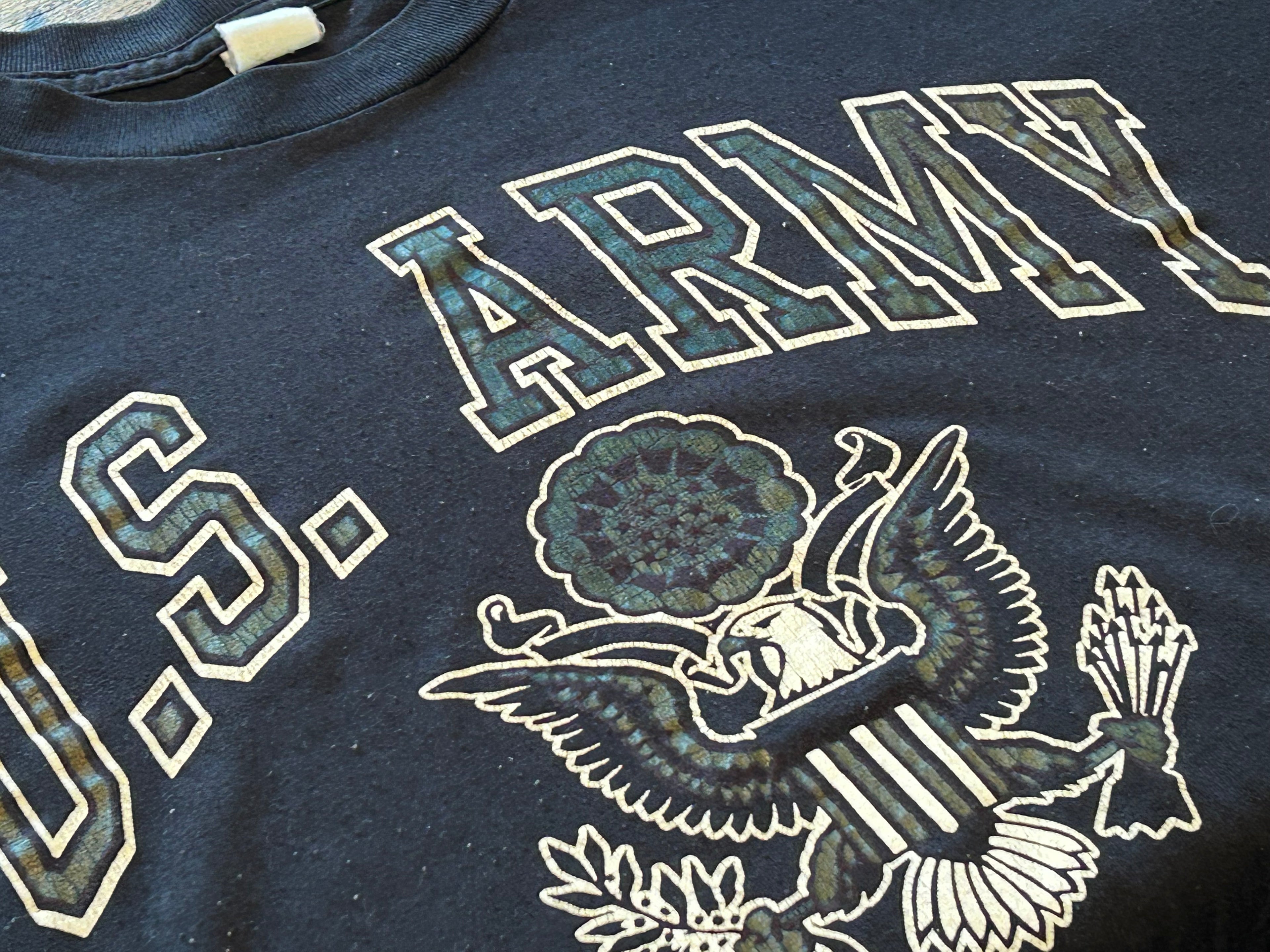 ★ARTEXアルテックスＵＳＡ製アメリカ製ヴィンテージミリタリーＴシャツ黒ブラックＬ★カレッジアメカジ★古着屋オクトパスホールド★