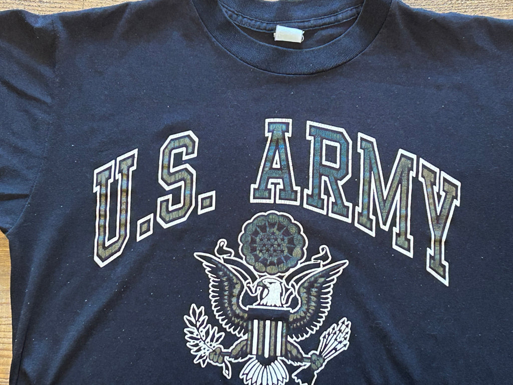 ★ARTEXアルテックスＵＳＡ製アメリカ製ヴィンテージミリタリーＴシャツ黒ブラックＬ★カレッジアメカジ★古着屋オクトパスホールド★