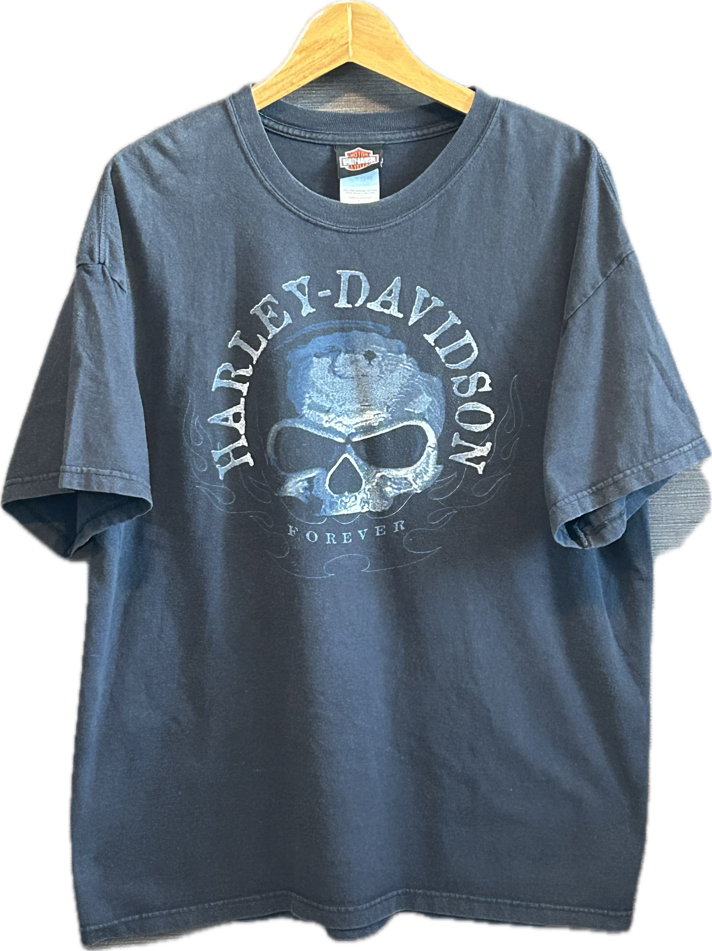 ★HARLEYDAVIDSONハーレーダビッドソンＵＳＡ製アメリカ製ヴィンテージスカル＆クジラＴシャツ黒ブラックＸＬ★古着屋オクトパスホールド★