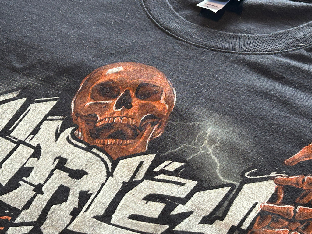 ★HARLEY DAVIDSONハーレーダビッドソンＵＳＡ製アメリカ製レッドスカル＆ローンスターＴシャツ黒ブラックＬ★古着屋オクトパスホールド★