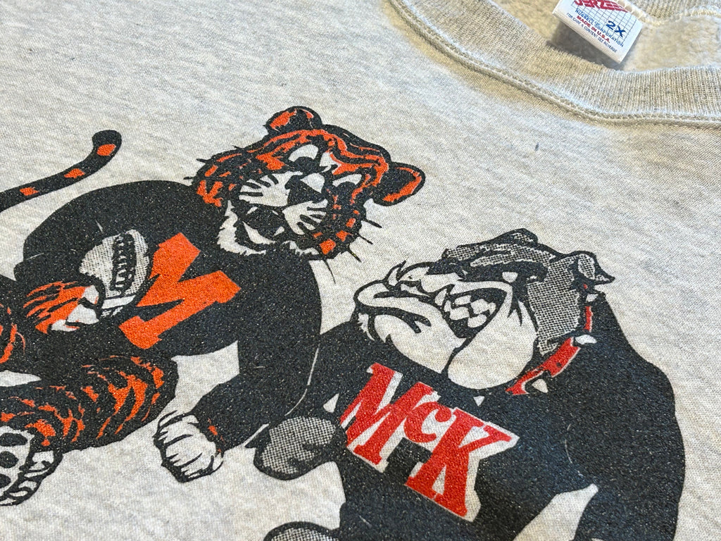 ★JERZEERSジャージーズRUSSELLラッセルＵＳＡ製アメリカ製ヴィンテージカレッジキャラクタータイガー＆ブルドッグスウェット灰グレーＸＬ